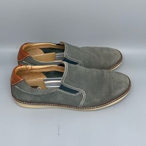 Johnston & Murphy McGuffey Gray Perfed Nubuck Slip-On Shoes 25-0617 Men's‎ Sz 9